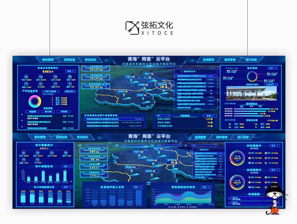 弦拓文化&青海省網畜雲平台 智慧大(dà)屏 UI設計(jì)